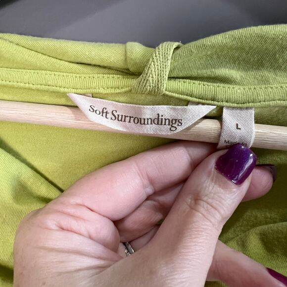 Soft Surroundings Green Lagenlook Cowl Neck Lightweight Tunic Top Size Large - Picture 7 of 10